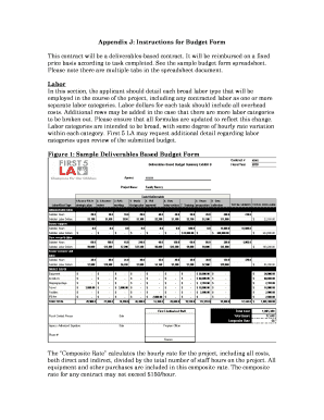 Appendix J: Instructions for Budget Form - First 5 LA - first5la