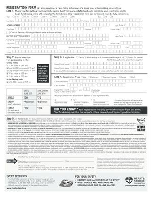 Becel Heart&Stroke Ride for Heart Registration Form