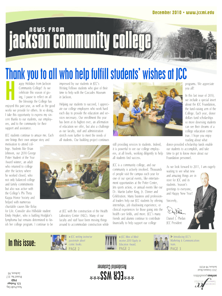 Fillable Online jccmi December 2010 Jackson College jccmi Fax Email