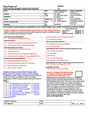 Food Establishment Inspection Report