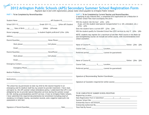 Arlington Public Schools Summer School Registration Form