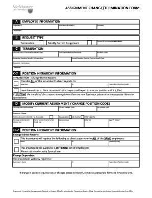 Assignment Change Termination Form