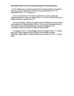 Washington F-1A Form