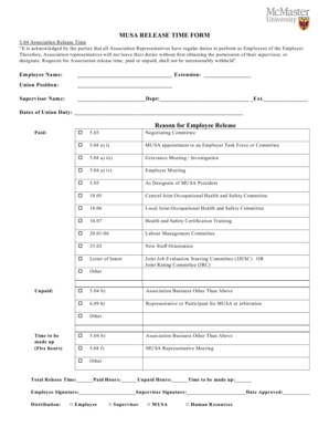 MUSA Release Time Form