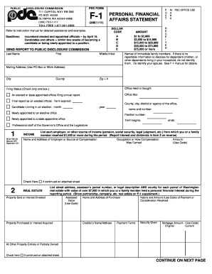 Washington F-1 Personal Financial Affairs Statement