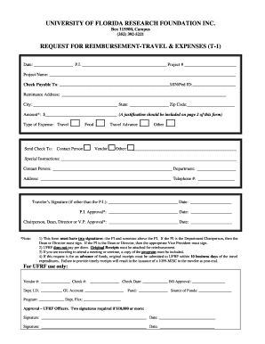University of Florida Travel Expense Reimbursement Form