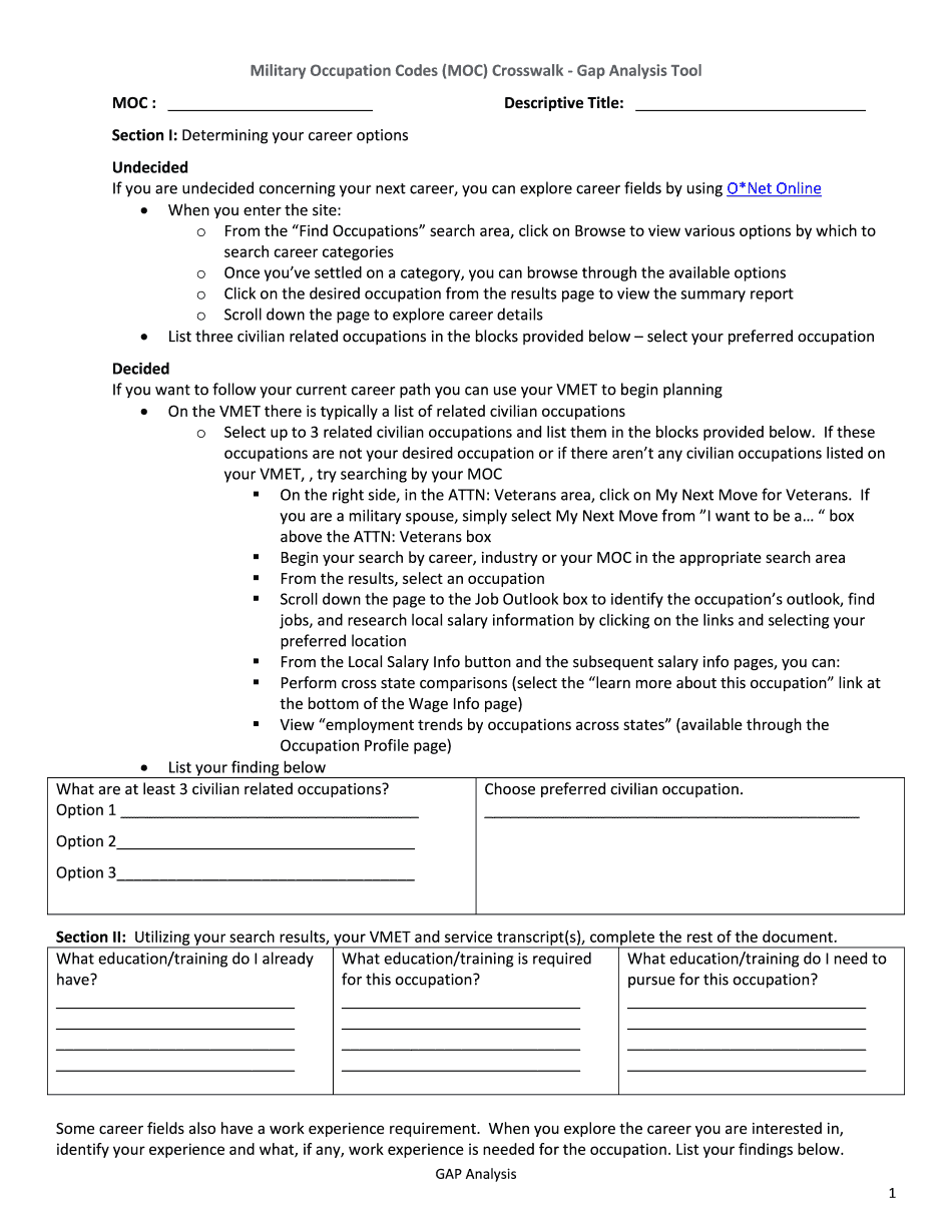 Moc Crosswalk Gap Analysis Worksheet 