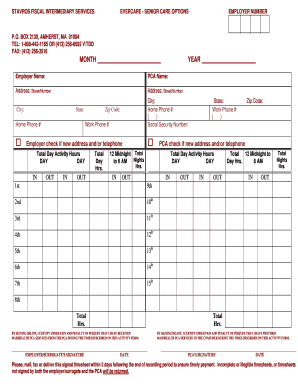 MassHealth PCA Activity Form