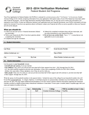 2013-2014 Verification Worksheet