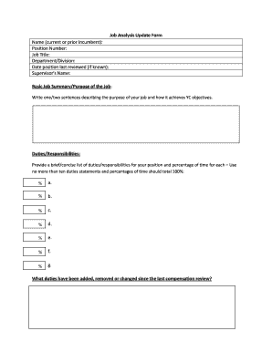 Job Analysis Update Form