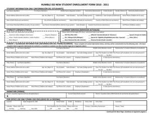 Humble ISD New Student Enrollment Form