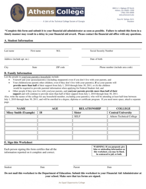 Financial Aid Application Form