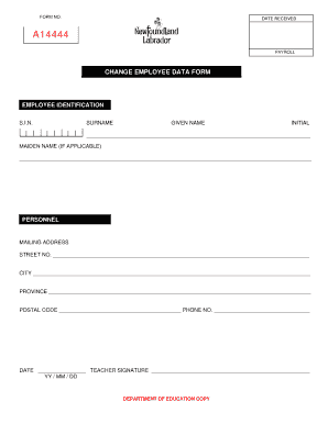 Payroll Change Employee Data Form