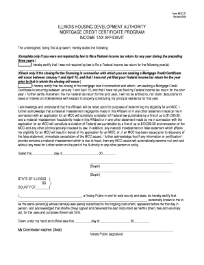 Illinois MCC-27 Income Tax Affidavit