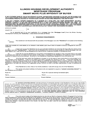 Illinois Housing Development Authority Mortgage Program Affidavit