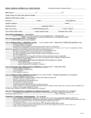 IHDA Prior Approval Checklist