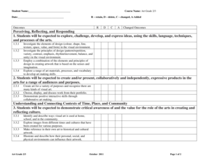 Art Grade 2/3 Outcomes Form