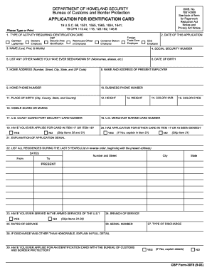 CBP Form 3078 Application for Identification Card