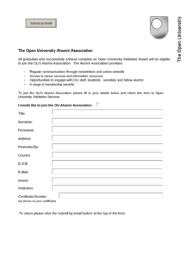 Open University Alumni Association Membership Form