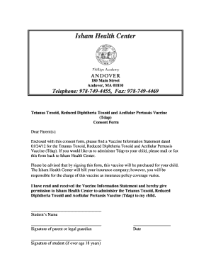 Tdap Vaccine Consent Form
