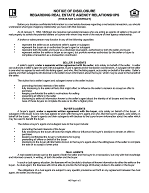 Michigan Real Estate Agency Relationship Disclosure