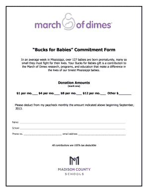 Bucks for Babies Commitment Form