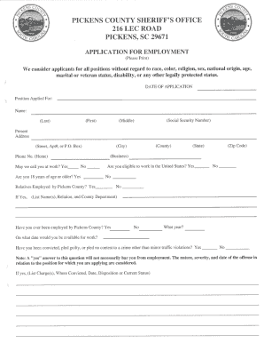 Pickens County Employment Application