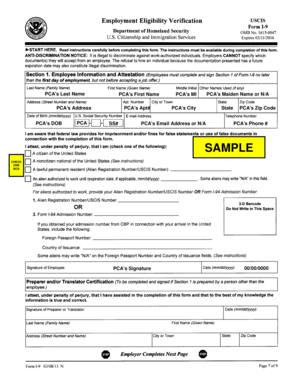USCIS Form I-9 Employment Eligibility Verification