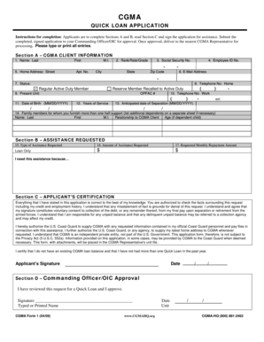 CGMA Quick Loan Application