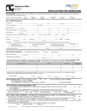 Texas College Admission Application