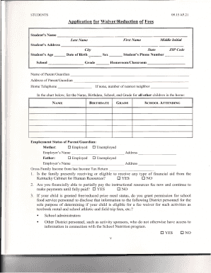 Kentucky Fee Waiver Application
