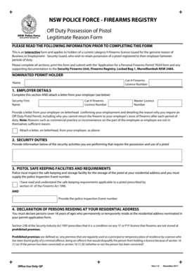 Off Duty Possession of Pistol Legitimate Reason - NSW Police Force - police nsw gov