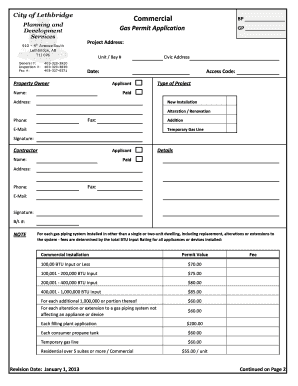 Commercial Gas Permit Application