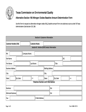 Alternative Section 185 Nitrogen Oxides Baseline Amount Determination Form