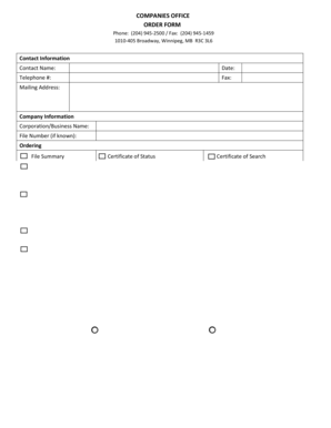 Companies Office Order Form