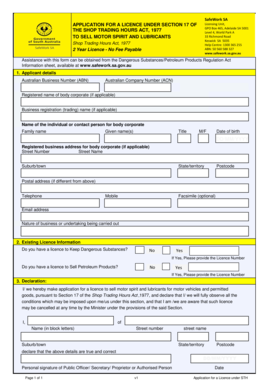 SA Motor Spirit Licence Application