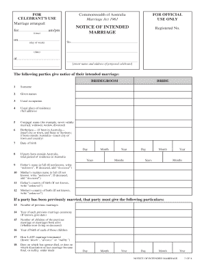 Marriage intention form