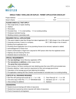 Single Family Dwelling Permit Application Checklist