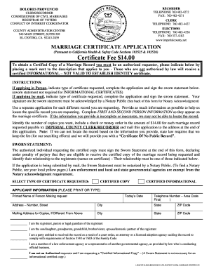 California Marriage Certificate Application