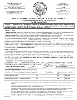 California Birth Certificate Application