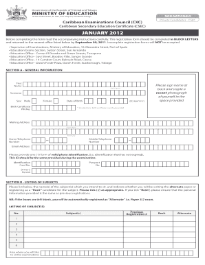 CSEC Registration Form for Non-Nationals