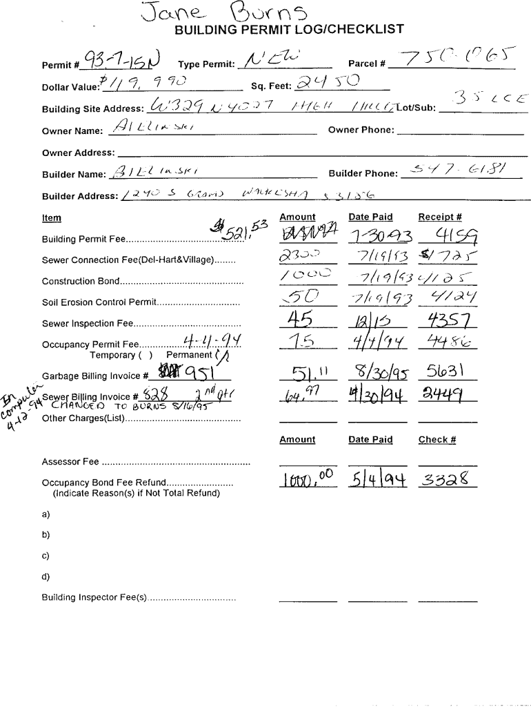 Fillable Online Building Permit Application Town of Canterbury NH Fax