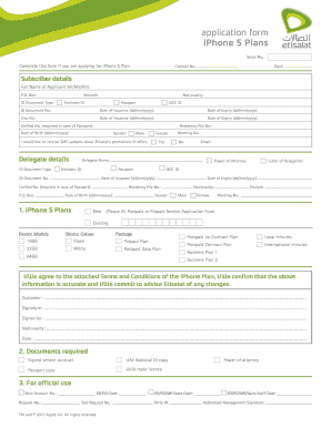iPhone 5 Plan Application Form