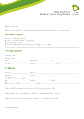 Audio Conferencing Service Application Form