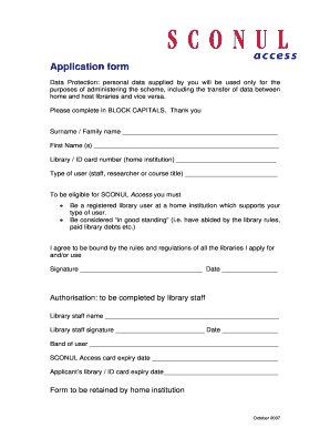 SCONUL Access Application Form