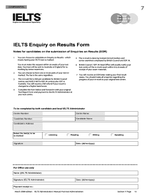 IELTS Enquiry on Results Form