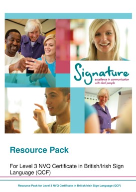 Medical asl - Resource Pack For Level 3 NVQ Certificate in British/Irish Sign Language (QCF) Resource Pack for Level 3 NVQ Certificate in British/Irish Sign Language (QCF) Level 3 NVQ Certificate in British/Irish Sign Language (QCF) QCF Accreditation