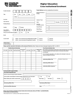 Cross Institutional Enrolment Form