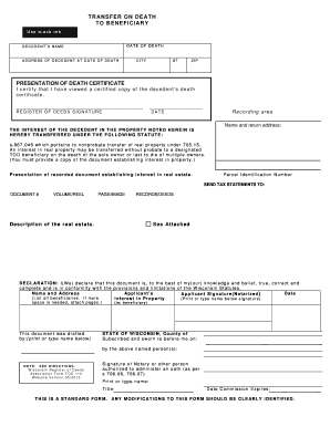 Wisconsin Transfer on Death Beneficiary Deed