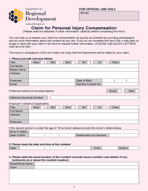Personal Injury Claim Form